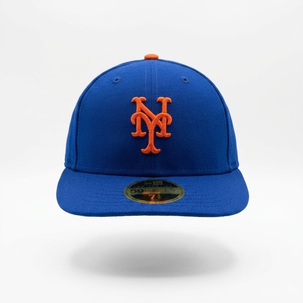 New York Mets New Era 59FIFTY Low Profile Hat Men 7 1/8 Blue On-Field Cap *NEW*